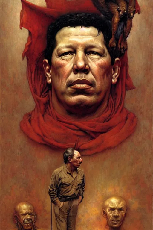 Prompt: a portrait of chavez by wayne barlowe, gustav moreau, goward,  Gaston Bussiere and roberto ferri, santiago caruso, and austin osman spare, occult art