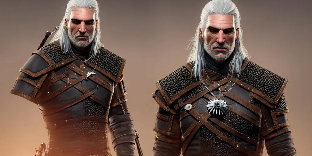 Image similar to geralt of rivia new costume concept design, witcher wild hunt, fashion, concept art, by artgerm, greg rutkowski, cinematic light, featured on artstation, octane render, sharp focus, ray tracing, artstationhq, cgsociety, 8 k.