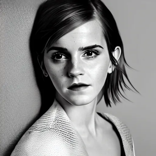 Prompt: Emma Watson sitting in chair for GQ, XF IQ4, 150MP, 50mm, f/1.4, ISO 200, 1/160s, natural light, Adobe Photoshop, Adobe Lightroom, DxO Photolab, Corel PaintShop Pro, rule of thirds, symmetrical balance, depth layering, polarizing filter, Sense of Depth, AI enhanced, HDR