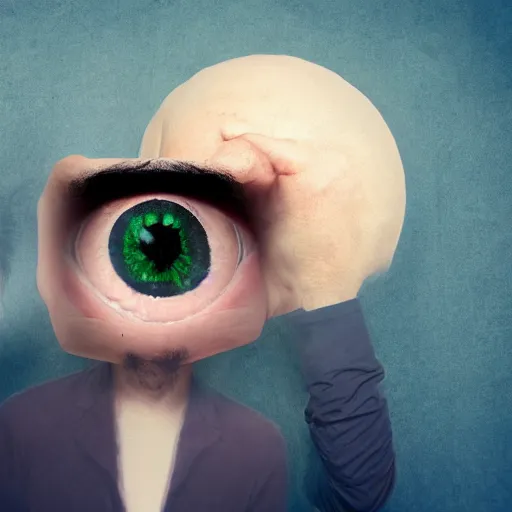 Image similar to man with giant eyeball for head