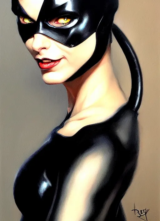 Image similar to a _ fantasy _ style _ portrait _ painting _ catwoman, oil _ painting _ unreal _ 5 _ daz. _ rpg _ portrait _ extremely _ detailed _ artgerm _ greg _ rutkowski _ greg