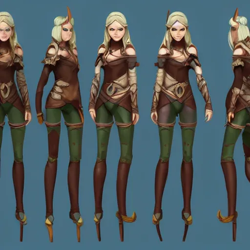 Image similar to character outfit concept sheet of fantasy female elf, by Zakariah and Nippaaah, artstation, highly detailed, character outfit design