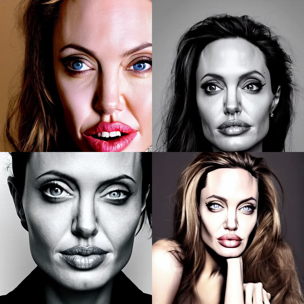 Prompt: portrait of Angelina Jolie in the style of Terry Richardson, award-winning, detailed, 82 mm sigma art, close up