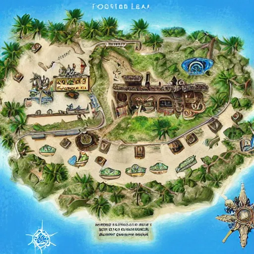 Prompt: detailed treasure island map