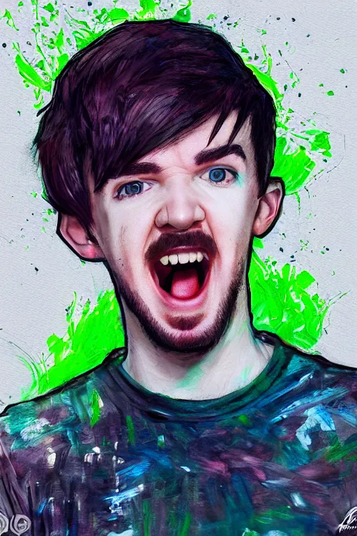 Image similar to Sean McLoughlin, jacksepticeye, irish youtuber, solo portrait, yelling really loud 🎨🖌️