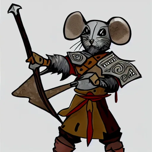 Prompt: mouse warrior dnd concept character art