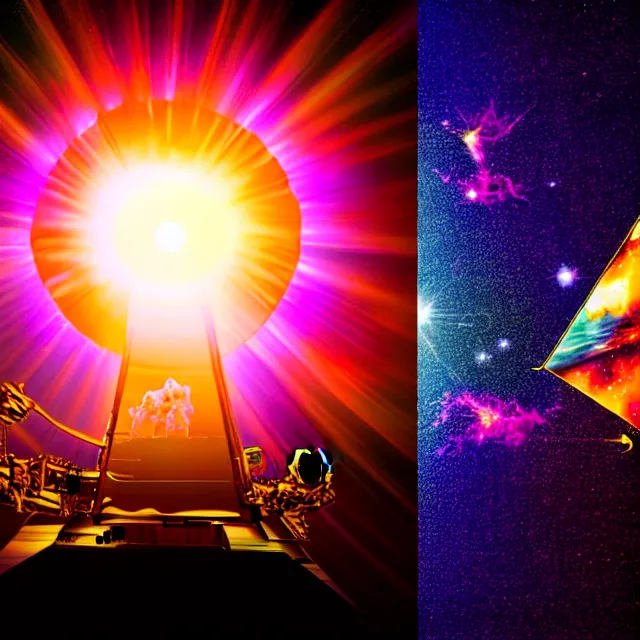 Prompt: jordan peterson, apsychedelic transcendent, james webb telescope, nebula, enlightenment, high contrast lighting, refracted sunset, highly detailed, concept art