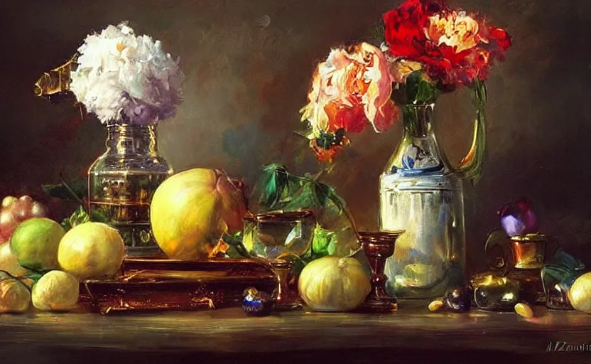 Image similar to Alchemy amazing still life composition. By Konstantin Razumov, chiaroscuro, highly detailded