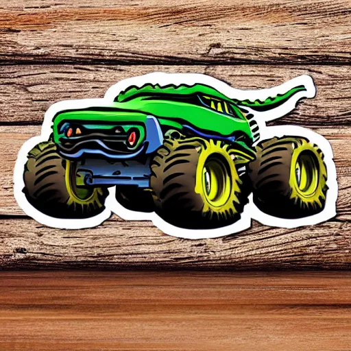 Image similar to Swamp-Rat-Monster-Truck Revving the Engines, SVG Sticker, Vector artwork, racing emblem, e-sports logo, wild-youthful iconic design