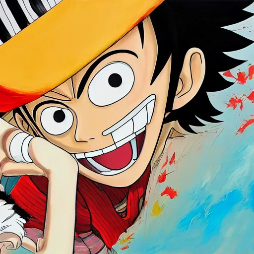 Image similar to luffy in the style of studio ghibli, an ultrafine detailed painting by james jean, behance contest winner, vanitas, angular, altermodern