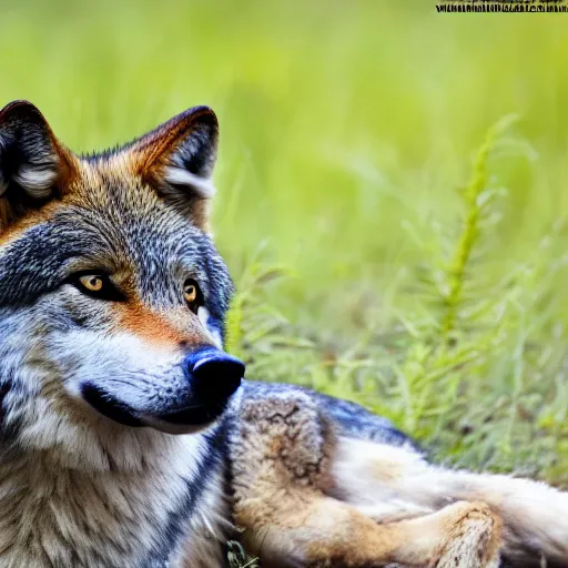 Prompt: professional photograph of a eurasian tibetan wolf, high quality, hd, 8 k, 4 k, magnificent, award - winning, nature, nature photography, awe - inspiring, highly detailed, amazing