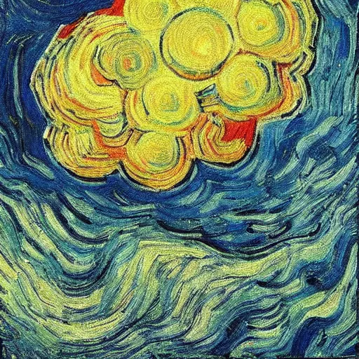 Prompt: a dream of electric sheep, abstract art by Van Gogh