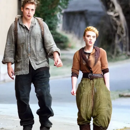 Image similar to scarlett johansson falls in love with a hobbit