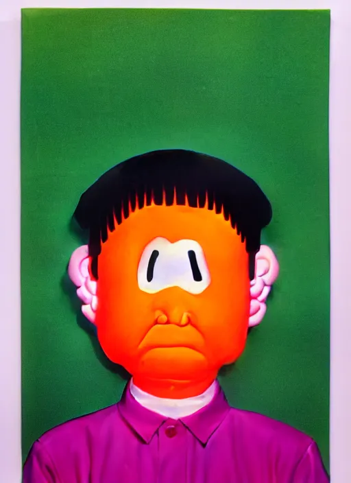 Image similar to sad face by shusei nagaoka, kaws, david rudnick, pastell colours, airbrush on canvas, cell shaded, 8 k