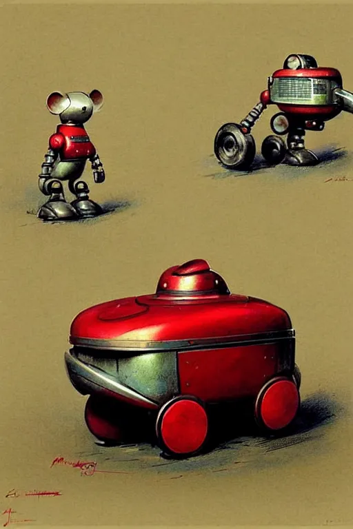 Image similar to ( ( ( ( ( 1 9 5 0 s retro future android robot fat robot mouse red wagon. muted colors., ) ) ) ) ) by jean - baptiste monge,!!!!!!!!!!!!!!!!!!!!!!!!!