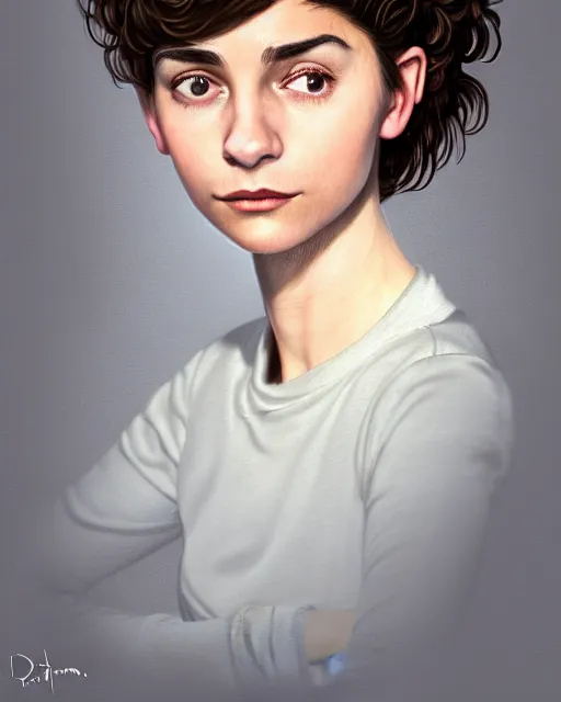 Prompt: !dream portrait of a welsh teenage girl with brown hair, glowing skin, delicate features, quiet beauty, amelie poulain, cute ears, teenage audrey tautou, fantasy, intricate, elegant, dress shirt, highly detailed, digital painting, artstation, concept art, smooth, sharp focus, illustration, art by Krenz Cushart and Artem Demura and alphonse mucha, floral background