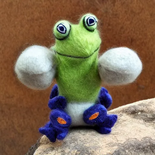 Image similar to frog sock puppet, kawai, wool, photorealistic, very detailed, 4 k