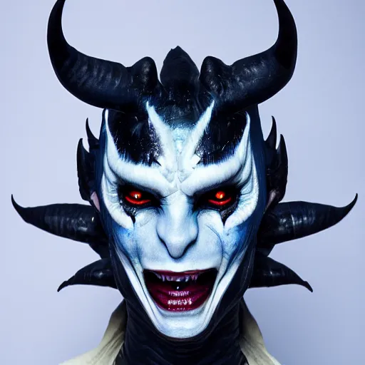 Image similar to a demon inspired by space created by the make up artist hungry, photographed by andrew thomas huang, cinematic, expensive visual effects