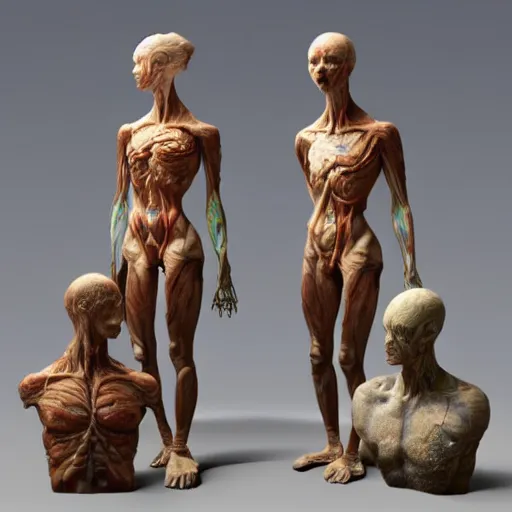 Image similar to dmt bodies. Mesh of human figures intertwined. earthen colors. Realistic, extremely anatomical marble sculptures. Sculpted by August Rodine.