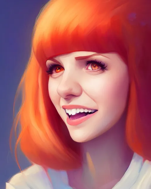 Prompt: a portrait of a beautiful full body Hayley Williams on stage smiling and dancing, art by lois van baarle and loish and ross tran and rossdraws and sam yang and samdoesarts and artgerm, digital art, highly detailed, intricate, sharp focus, Trending on Artstation HQ, deviantart, unreal engine 5, 4K UHD image