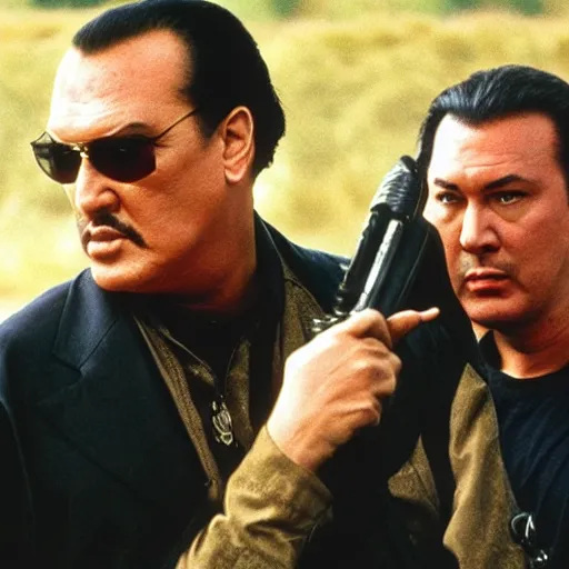 Image similar to scene of a movie with steven seagal