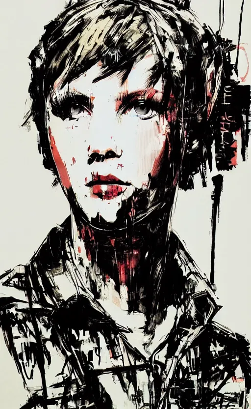 Image similar to Portrait of punk Millie Bobby Brown by Yoji Shinkawa