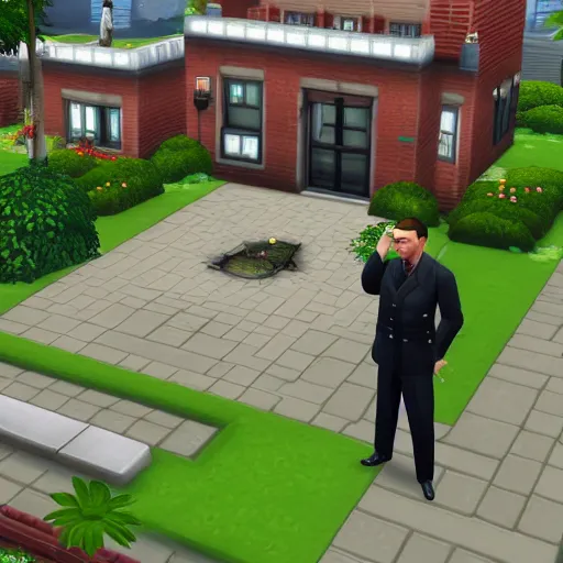 Prompt: a screenshot of hitler in the sims 4
