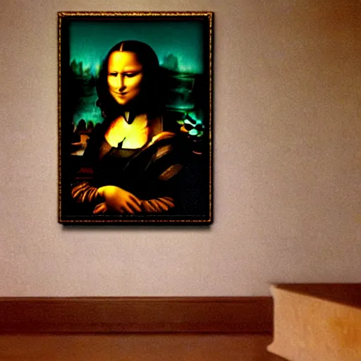 Prompt: Mona Lisa question if she is real or if she is a painting, Mona Lisa painting,