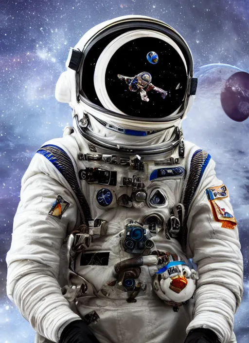 Prompt: cosmonaut portrait, flowers on helmet, black background, sci - fi, futuristic, 8 k
