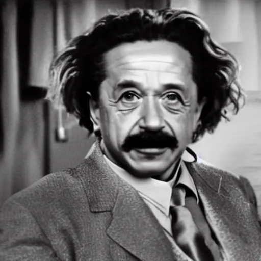 Image similar to moviestill of albert einstein as tony stark in ironman