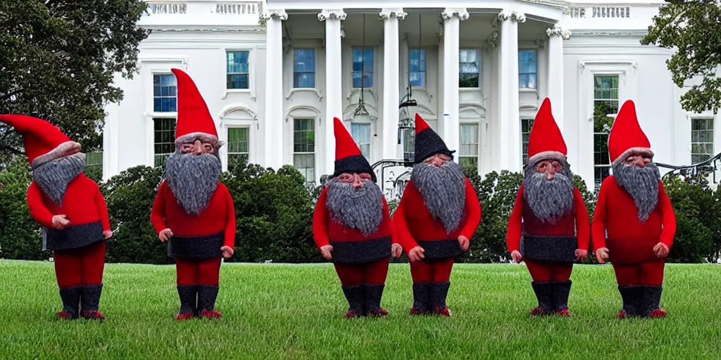 Image similar to demonic gnomes looking at the White House