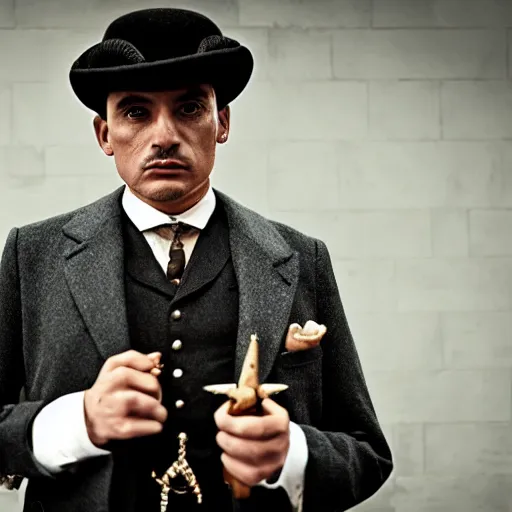 Prompt: Camilo Cesar Augusto Gomez Chaparro, anthropologist wearing a Peaky Blinders suit , 8k, cinematic, reality,