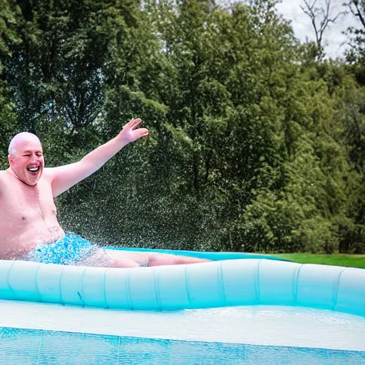 Image similar to a priest on a water slide, laughing, professional photography