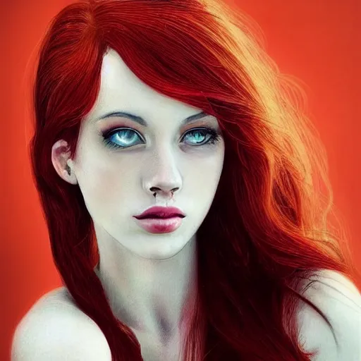 Image similar to Portrait of a beautíful young lady with red hair, sharp, detailed, award winning, arstation, pinterest