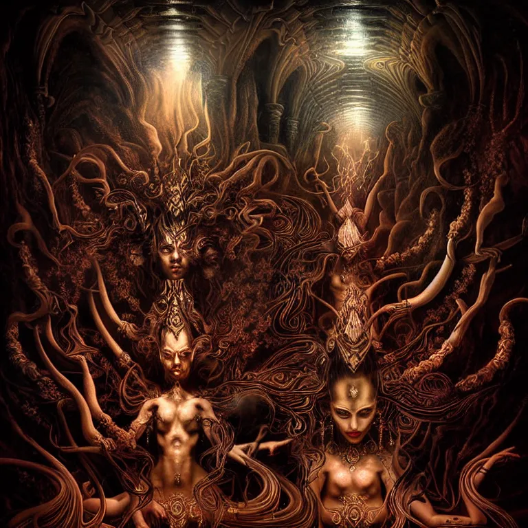 Image similar to epic professional digital art of gods of pain, atmospheric lighting, painted, intricate, detailed, foreboding, by wayne haag, reyna rochin, mark ryden, iris van herpen, epic, stunning, gorgeous, much wow, cinematic, masterpiece.