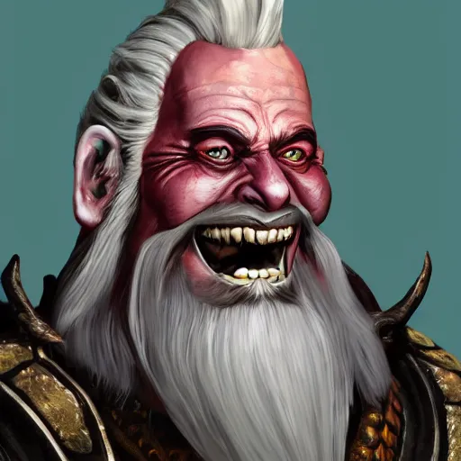 Prompt: bright, colorful, realistic, detailed from Elder Scrolls: Shivering isles concept art of The Mad God Sheogorath with a madsmile, Caucasian skin, combed white beard and combed white hair backlighting, kodachrome, high contrast, highly detailed, sharp focus, digital painting, concept art, illustration, trending on artstation, comic book by Alex Ross and Adam Adamowicz cover art