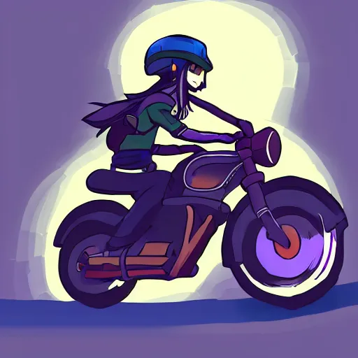 Image similar to niko oneshot riding motorcycle, digital art #OneshotGame