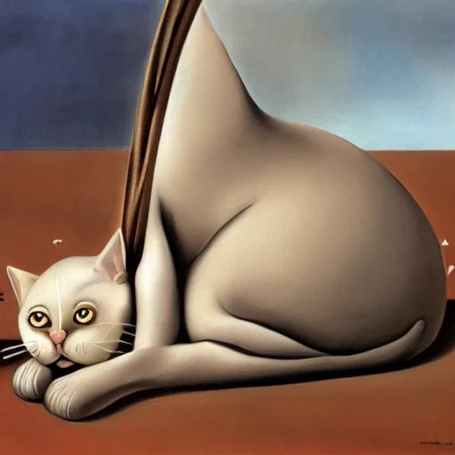Prompt: a cat pooping, salvador dali\'s art style, 4k
