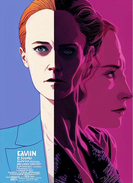 Image similar to a portrait of Evan Rachel Wood as Dolores, in the show Westworld, poster artwork by Michael Whelan and Tomer Hanuka, clean