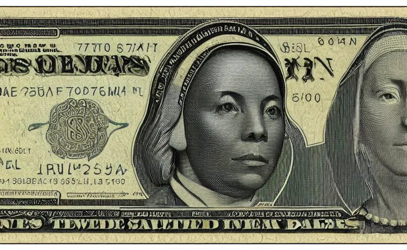 Image similar to rectangular photograph of twenty dollar u. s. currency note featuring harriett tubman