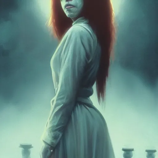 Prompt: A beautiful picture of Regan macneil from the exorcist by greg rutkowski and Kalin Popov, trending on artstation