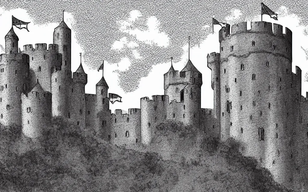 Image similar to a boring old castle illustration