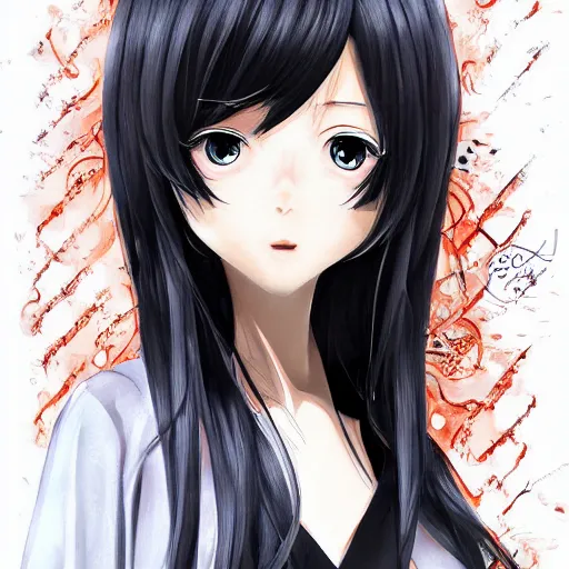 Image similar to portrait of beautiful anime girl, black hair, attractive, casual, modern, highly detailed, digital painting, illustration, art by rei