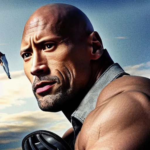 Image similar to film still , Dwayne Johnson as cowboy