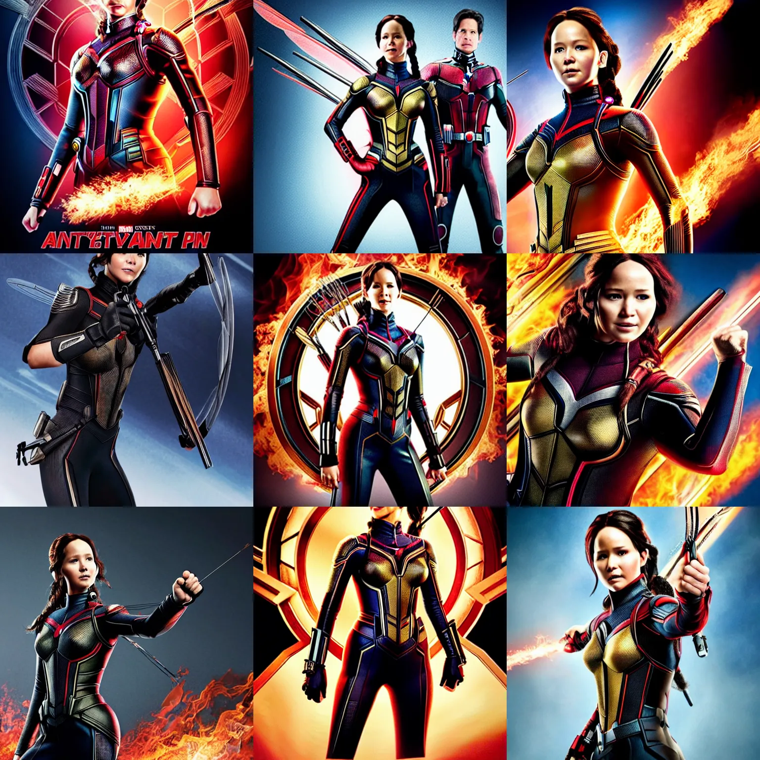 Prompt: ( katniss everdeen ) as the wasp, posed with her fists raised, promotional full - length portrait for'ant - man and the wasp'