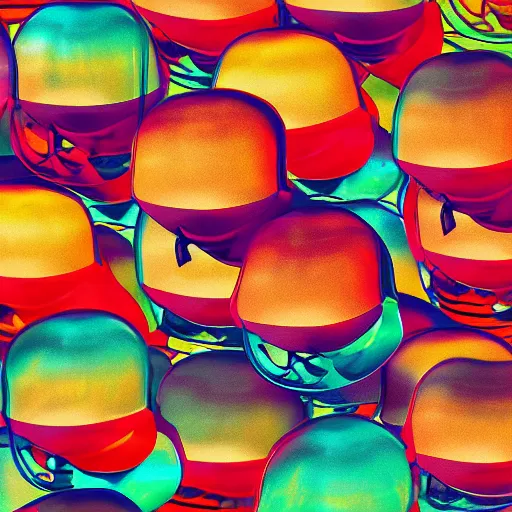 Image similar to hamburger mix jellyfish, cg, 8 k, sharp focus, style by andy warhol