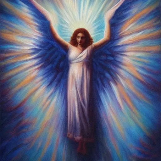 Prompt: angel ascending to heaven, oil painting, beautiful