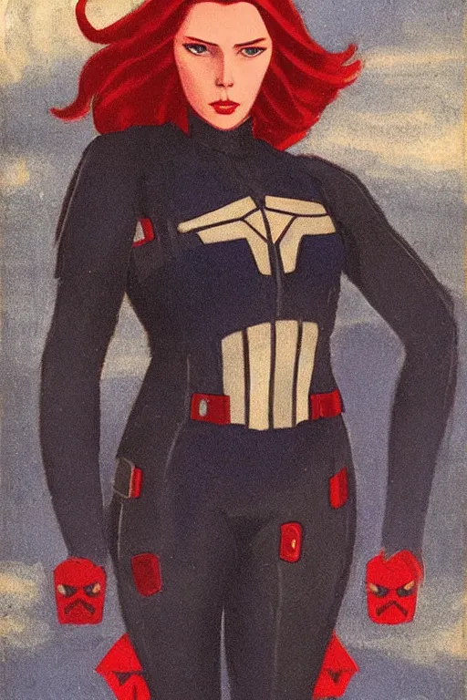 Prompt: black widow ( natasha romanova ), marvel, artwork by nicholas roerich,