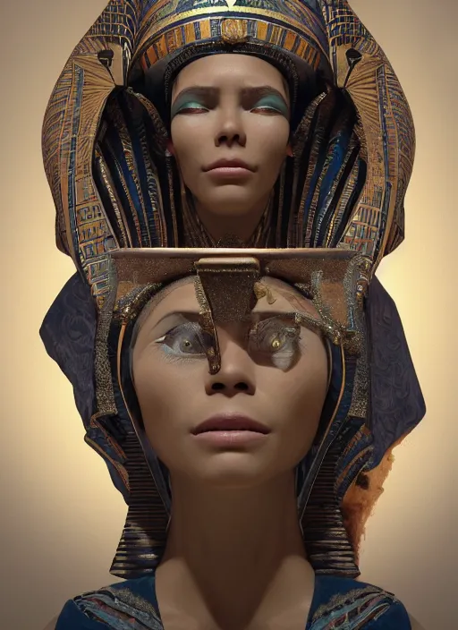 Image similar to an anthropomorphic beautiful female wizard of pharaoh portrait wearing robe, fine art, award winning, intricate, elegant, sharp focus, octane render, hyperrealistic, cinematic lighting, highly detailed, digital painting, 8 k concept art, art by jamie hewlett and z. w. gu, masterpiece, trending on artstation, 8 k