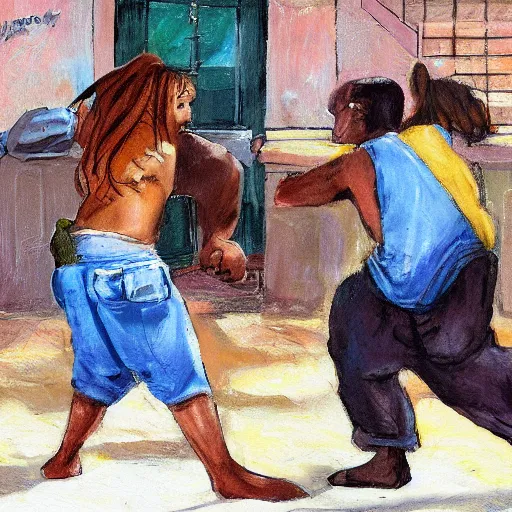 Prompt: bum fights by gilen bousquet